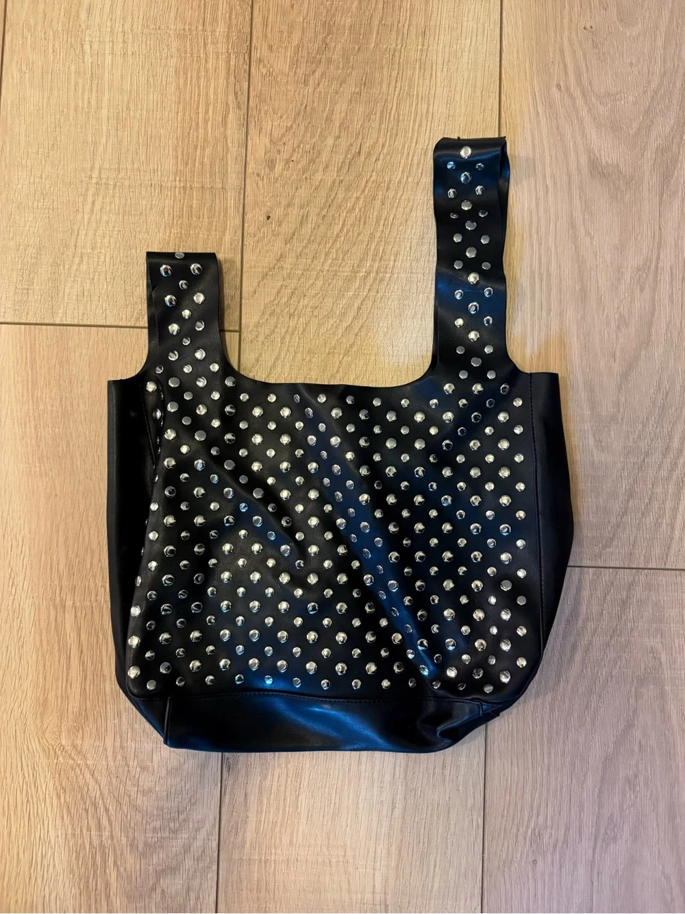🖤 Topshop Black Studded Oversized Wristlet Bag | Statement Purse | Large Clutch
